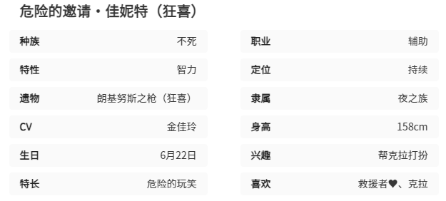 空灵诗篇佳妮特技能属性图鉴