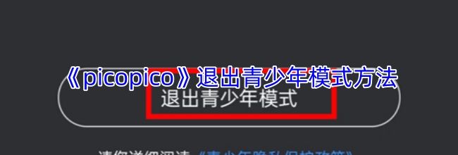 《picopico》退出青少年模式方法