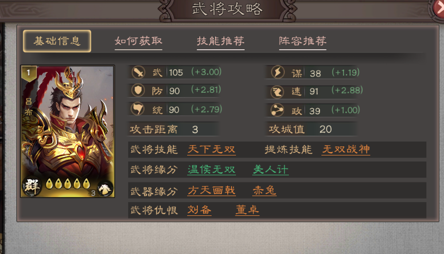 《三国乱世霸王》吕布阵容搭配推荐
