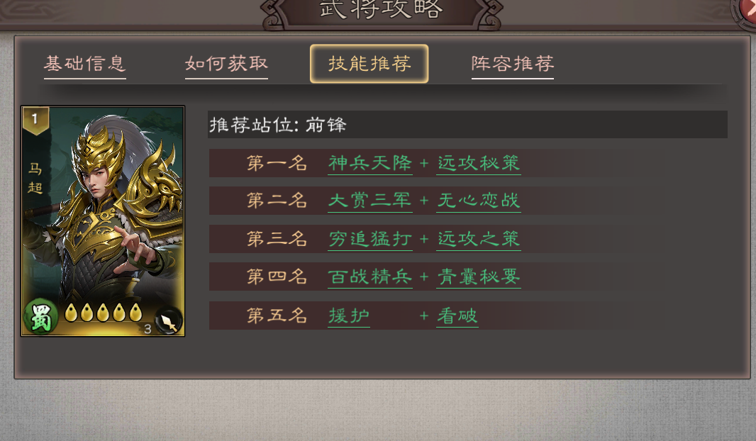 《三国乱世霸王》武将马超攻略